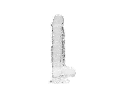 Dildo realistyczne z jądrami RealRock Crystal Clear transparentne 21 cm - 2