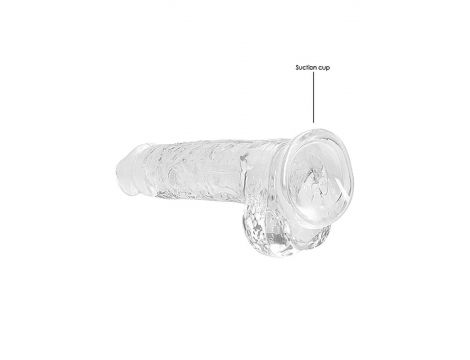 Dildo realistyczne z jądrami RealRock Crystal Clear transparentne 21 cm - 4