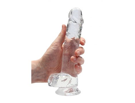 Dildo realistyczne z jądrami RealRock Crystal Clear transparentne 21 cm - 5