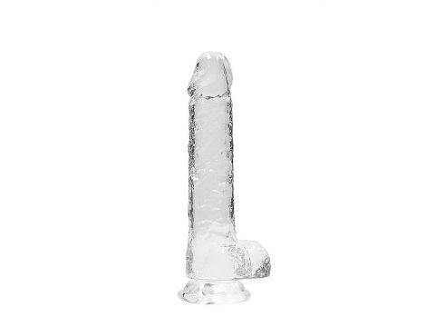 Dildo realistyczne z jądrami RealRock Crystal Clear transparentne 21 cm - 7