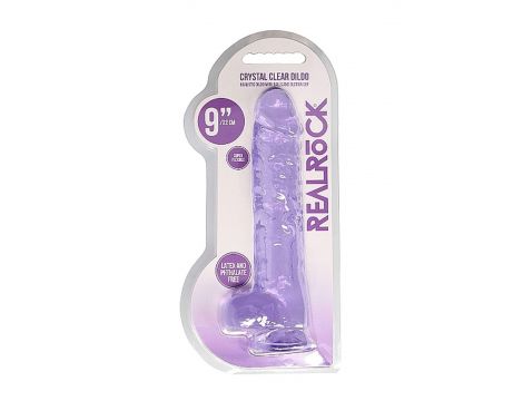 Dildo realistyczne RealRock z jądrami fioletowe 23 cm - 4