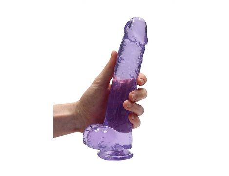 Dildo realistyczne RealRock z jądrami fioletowe 23 cm - 6