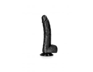 Dildo realistyczne zakrzywione RealRock z moszną i przyssawką 20,5 cm