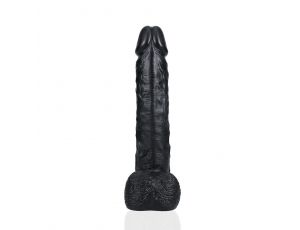Dildo realistyczne RealRock z moszną czarne 35,5 cm