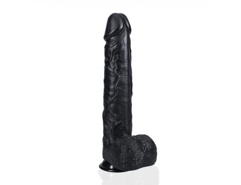 Dildo realistyczne RealRock z moszną czarne 35,5 cm - 2