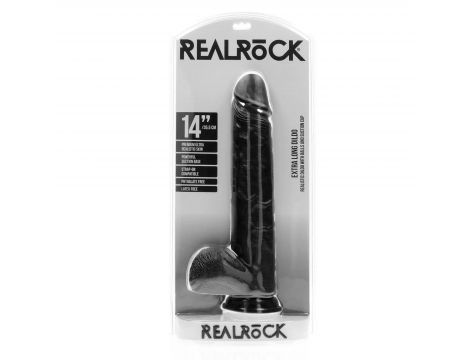 Dildo realistyczne RealRock z moszną czarne 35,5 cm - 3
