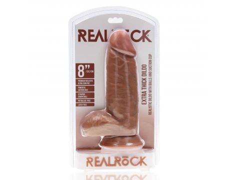 Dildo realistyczne RealRock grube z moszną cieliste 20 cm