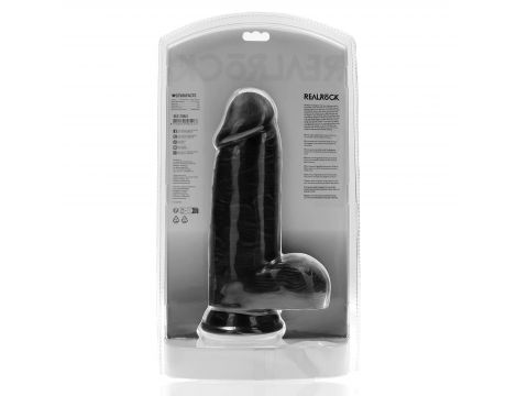 Dildo realistyczne RealRock grube z moszną 23 cm czarne - 8