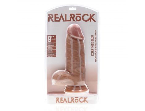 Dildo realistyczne RealRock grube z moszną 23 cm cieliste - 4