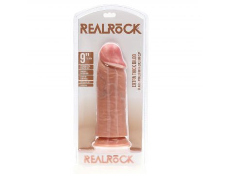 Dildo RealRock ekstra grube proste 23 cm cieliste bez jąder - 3