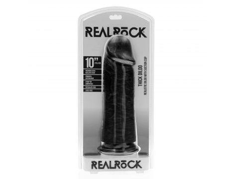 Dildo realistyczne RealRock grube proste bez jąder 25 cm czarne - 3