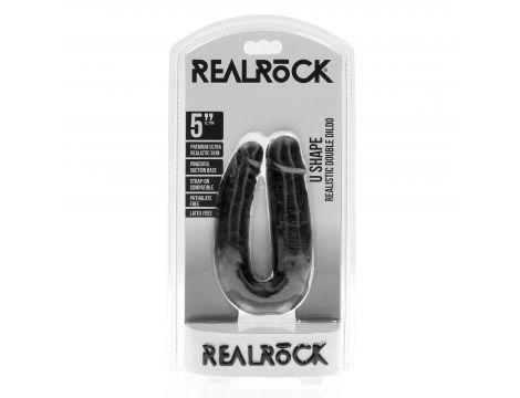 Dildo podwójne w kształcie U RealRock 12,7 cm czarny - 3