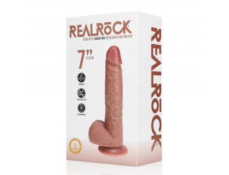 Wibrator realistyczny RealRock z jajami cielisty 18 cm - 3