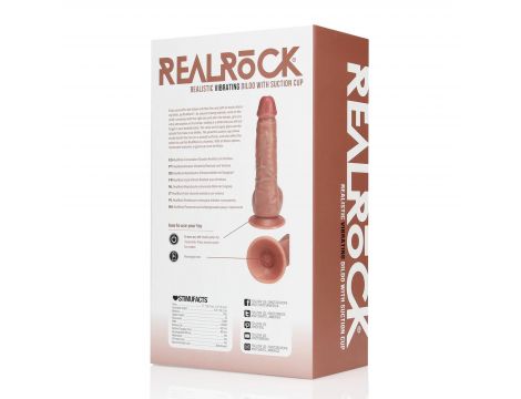 Wibrator realistyczny RealRock z jajami cielisty 18 cm - 5