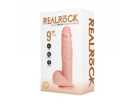 Wibrator realistyczny RealRock z jajami cielisty 25 cm - 3