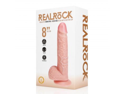 Wibrator realistyczny rotujący z jądrami RealRock 20,5 cm cielesny - 4