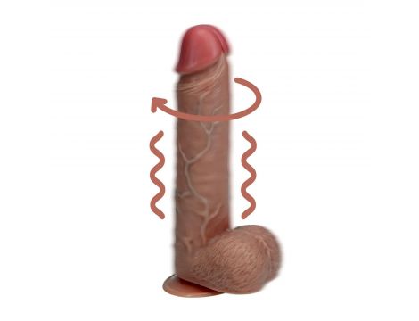 Realistyczny wibrator rotujący z jądrami RealRock beżowy 20,5 cm - 2