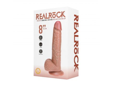 Realistyczny wibrator rotujący z jądrami RealRock beżowy 20,5 cm