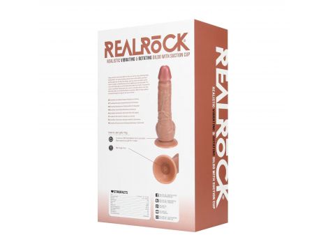 Realistyczny wibrator rotujący z jądrami RealRock beżowy 20,5 cm - 7