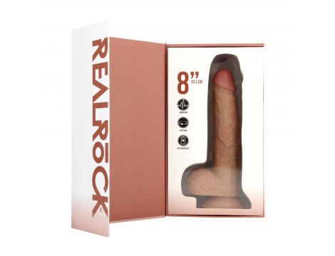 Realistyczny wibrator rotujący z jądrami RealRock beżowy 20,5 cm - 6