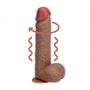 Realistyczny wibrator rotujący z jądrami RealRock beżowy 20,5 cm - 3