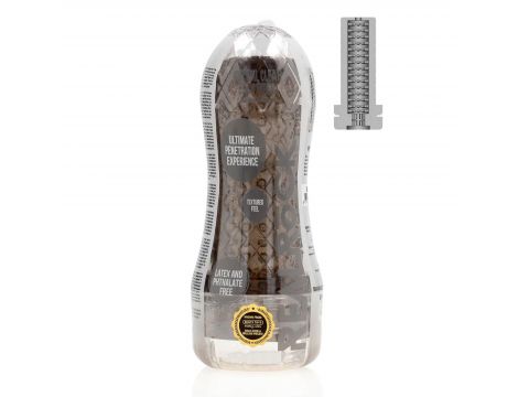 Masturbator teksturowany RealRock TPE czarny 21 cm