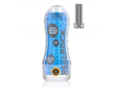 Masturbator teksturowany RealRock niebieski 21 cm - 3