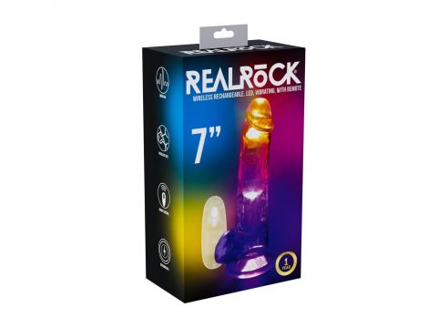 Wibrator realistyczny RealRock LED przezroczysty 19.5 cm