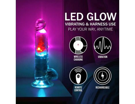 Wibrator realistyczny RealRock LED przezroczysty 19.5 cm - 6