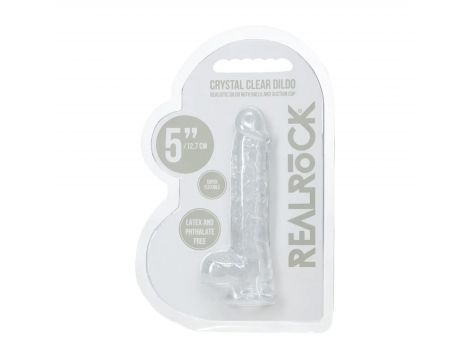 Realistyczne dildo z jądrami transparentne RealRock 13 cm - 4