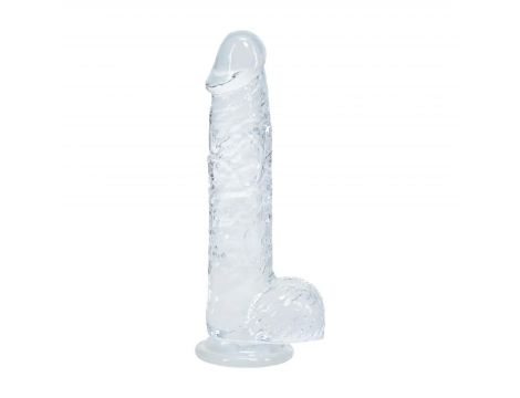 Realistyczne dildo z jądrami transparentne RealRock 13 cm - 5