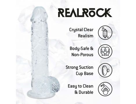 Realistyczne dildo z jądrami transparentne RealRock 13 cm - 6