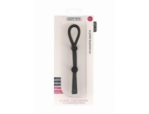 Pierścień erekcyjny ShotsToys Double Ring Booster silikonowy czarny