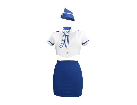 Stewardess Costume - S/M - Blue/White - 2