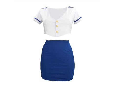Stewardess Costume - S/M - Blue/White - 7