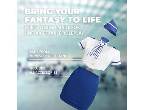 Stewardess Costume - S/M - Blue/White - 5