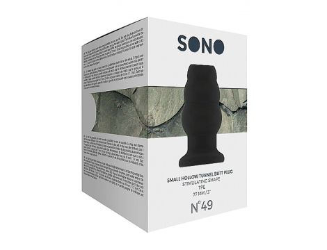 Korek analny Sono No.49 mały tunelowy czarny 7.7 cm - 3