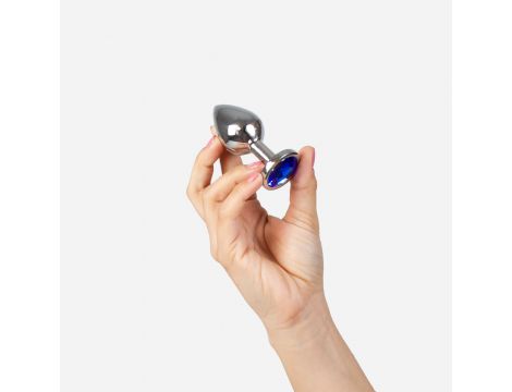 BLUE JEWELLED METAL BUTT PLUG M - 2