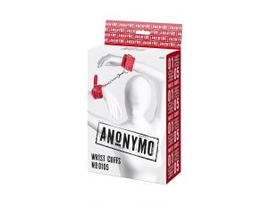Anonymo handcuffs, PU leather, red, 27 cm