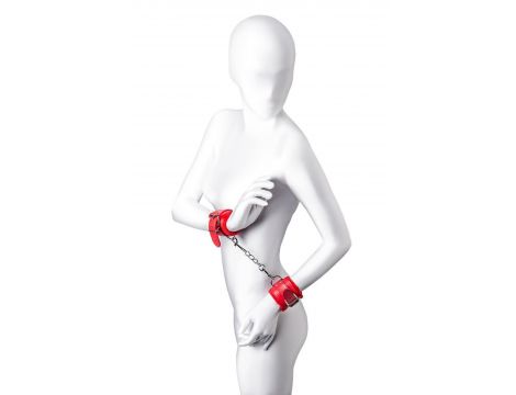 Anonymo handcuffs, PU leather, red, 27 cm - 2
