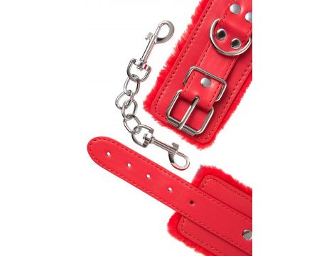 Anonymo handcuffs, PU leather, red, 27 cm - 7