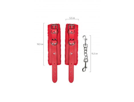 Anonymo handcuffs, PU leather, red, 27 cm - 5