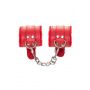 Anonymo handcuffs, PU leather, red, 27 cm - 9