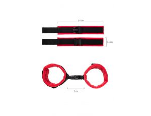 Anonymo handcuffs, velour, red, 24 cm