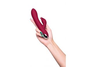 Vibrator with clitoral stimulator L'EROINA by TOYFA Sangra, silicone, burgundy, 20.5 cm