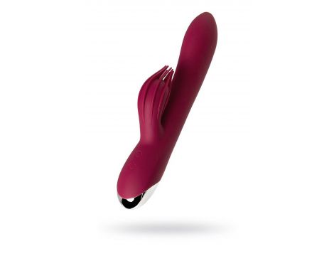 Vibrator with clitoral stimulator L'EROINA by TOYFA Sangra, silicone, burgundy, 20.5 cm - 3