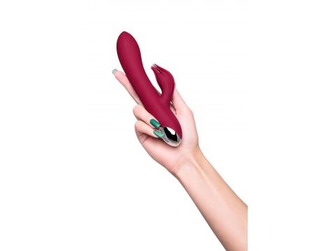 Vibrator with clitoral stimulator L'EROINA by TOYFA Sangra, silicone, burgundy, 20.5 cm