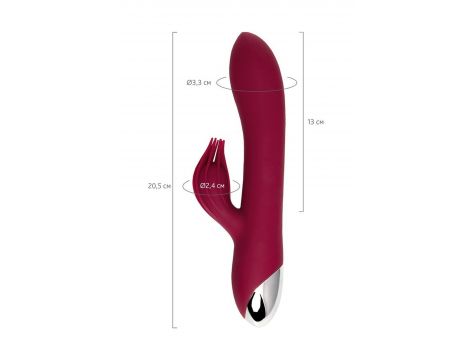 Vibrator with clitoral stimulator L'EROINA by TOYFA Sangra, silicone, burgundy, 20.5 cm - 10