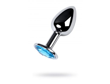 Silver anal plug TOYFA Metal,with a Topaz color gem - 3