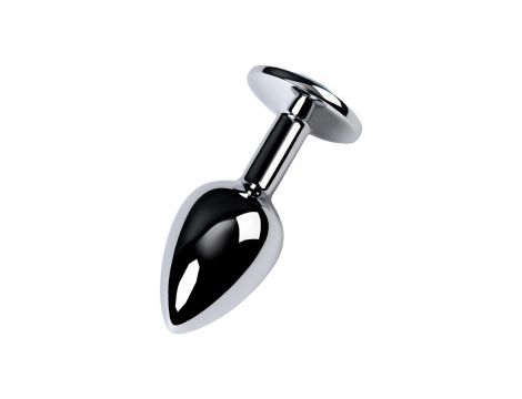 Silver anal plug TOYFA Metal,with a Topaz color gem